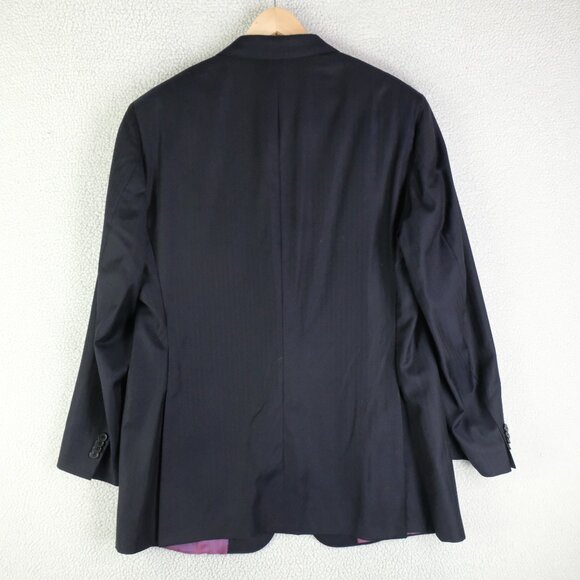 Samuelsohn Blazer Mens 42R Black Striped Two Button Double Vented Super 120s - Picture 5 of 16